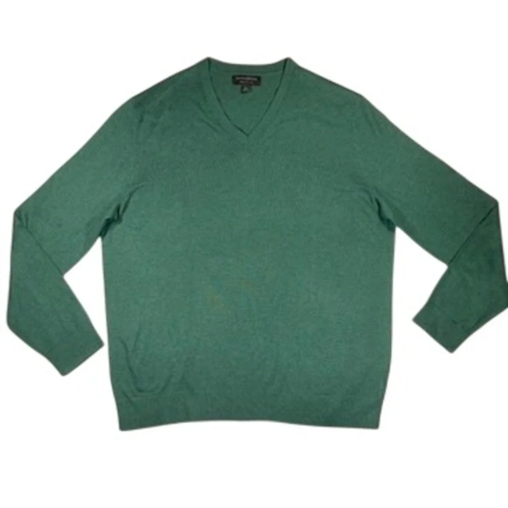 Banana Republic Premium Luxe Yarn V-Neck Sweater XL Mens Green Silk Cashmere